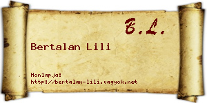 Bertalan Lili névjegykártya